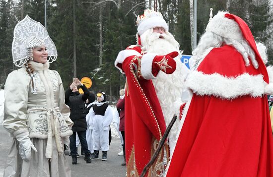 Russian Father Frost meets with Finland's Joulupukki in Leningrad Region