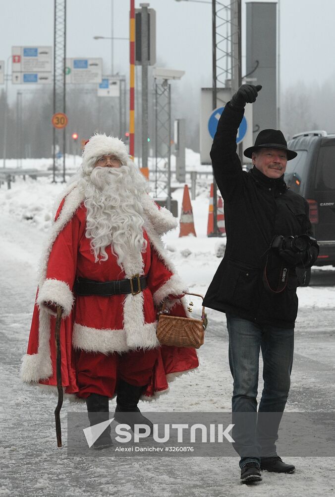 Russian Father Frost meets with Finland's Joulupukki in Leningrad Region