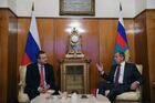 Russian Foreign Minister Sergei Lavrov meets with Serbian Foreign Minister Ivica Dacic