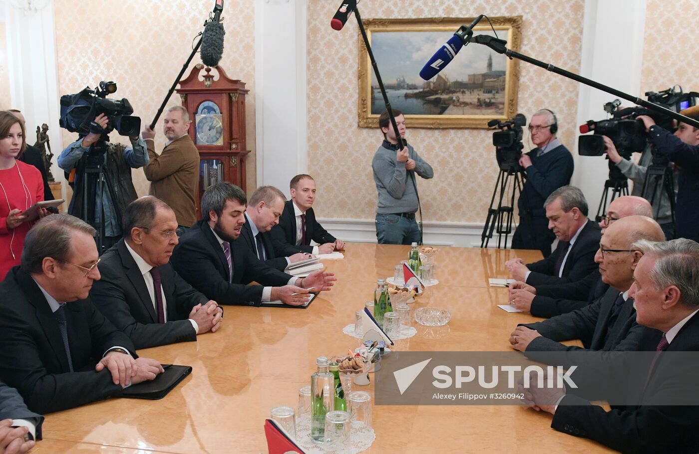 Russian Foreign Minister Sergei Lavrov meets with Palestinian President's Foreign Affairs Adviser Nabil Shaath