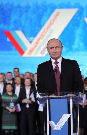 Vladimir Putin attends Russian Popular Front's Forum, Russia Focused on the Future