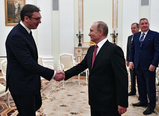 President Vladimir Putin meets with Serbian President Aleksandar Vucic