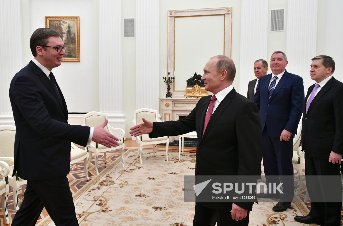 President Vladimir Putin meets with Serbian President Aleksandar Vucic