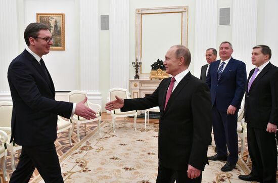 President Vladimir Putin meets with Serbian President Aleksandar Vucic