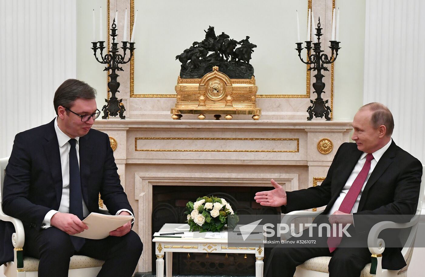 President Vladimir Putin meets with Serbian President Aleksandar Vucic