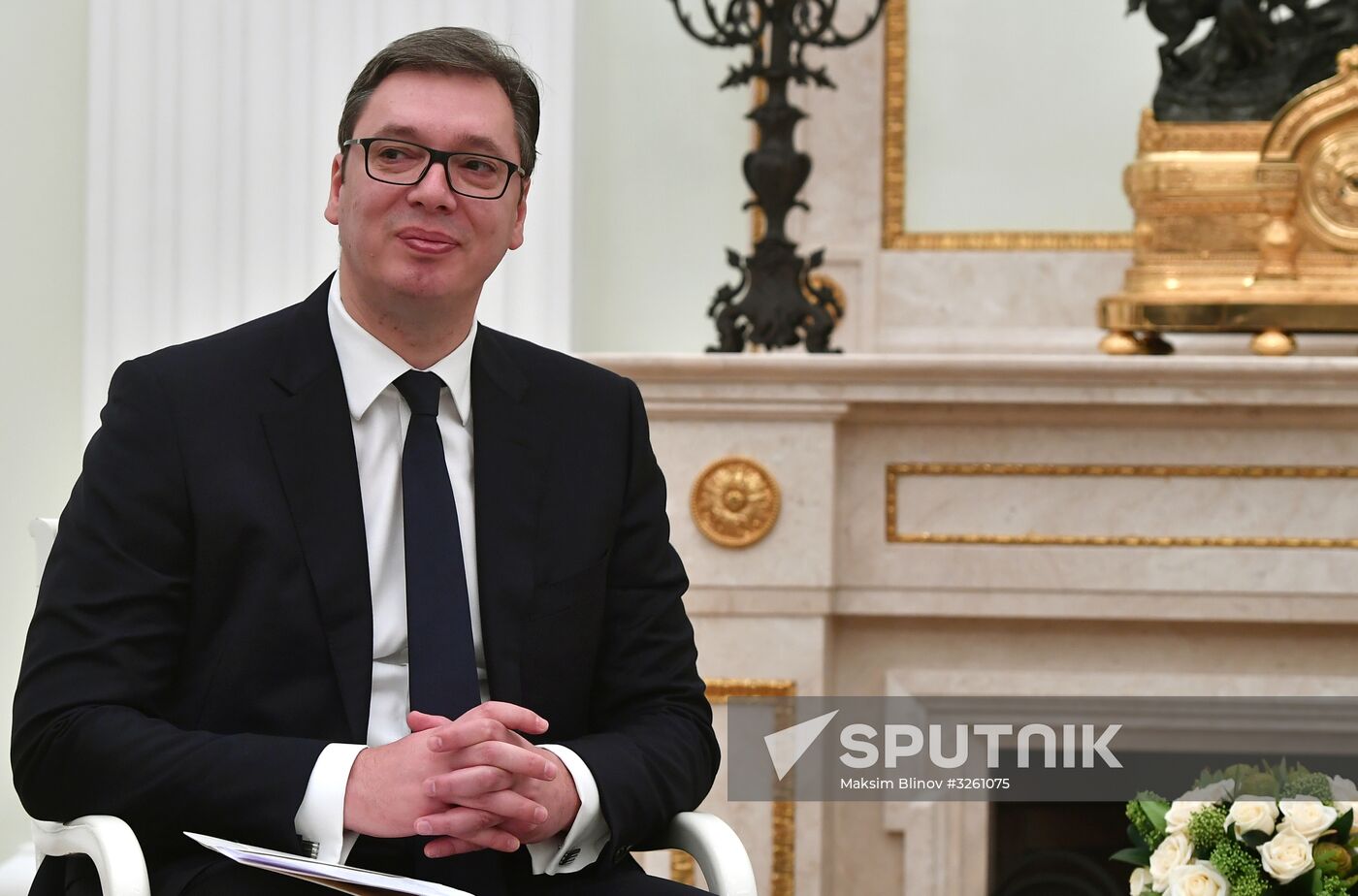 President Vladimir Putin meets with Serbian President Aleksandar Vucic