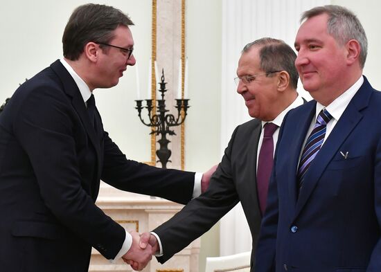 President Vladimir Putin meets with Serbian President Aleksandar Vucic