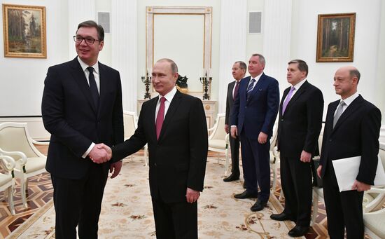 President Vladimir Putin meets with Serbian President Aleksandar Vucic