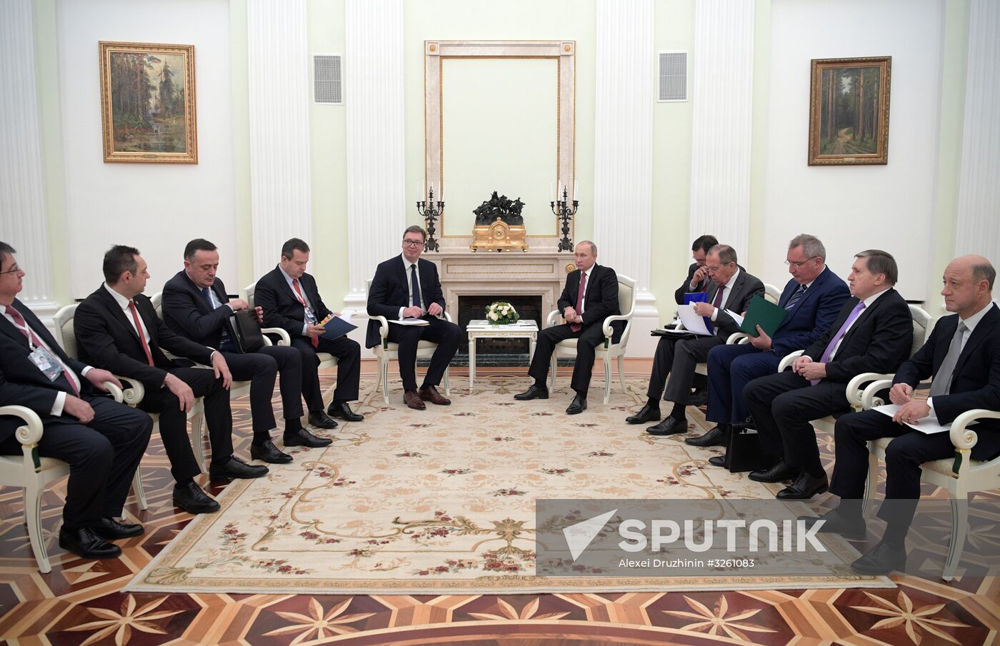 President Vladimir Putin meets with Serbian President Aleksandar Vucic