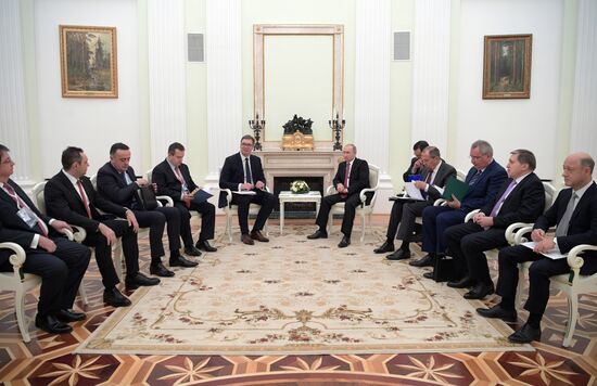 President Vladimir Putin meets with Serbian President Aleksandar Vucic