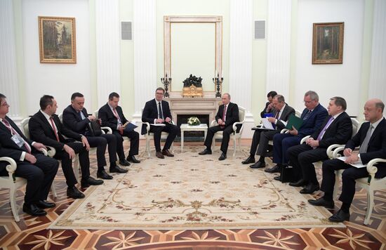President Vladimir Putin meets with Serbian President Aleksandar Vucic