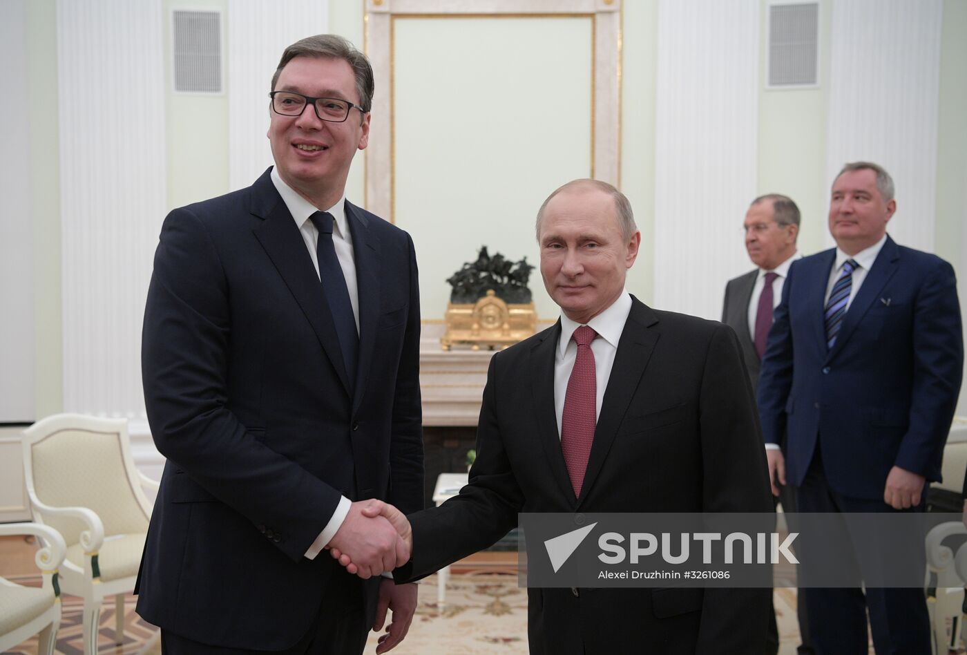 President Vladimir Putin meets with Serbian President Aleksandar Vucic