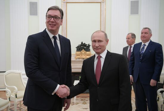 President Vladimir Putin meets with Serbian President Aleksandar Vucic