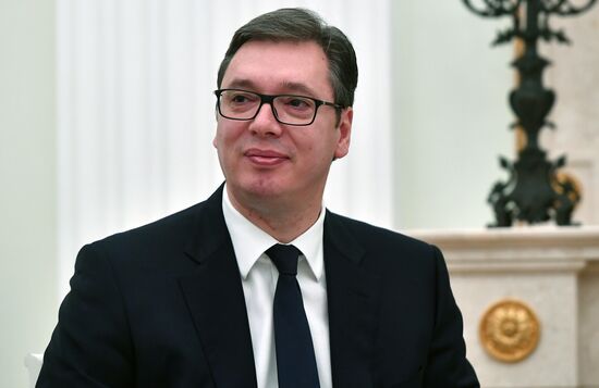 President Vladimir Putin meets with Serbian President Aleksandar Vucic