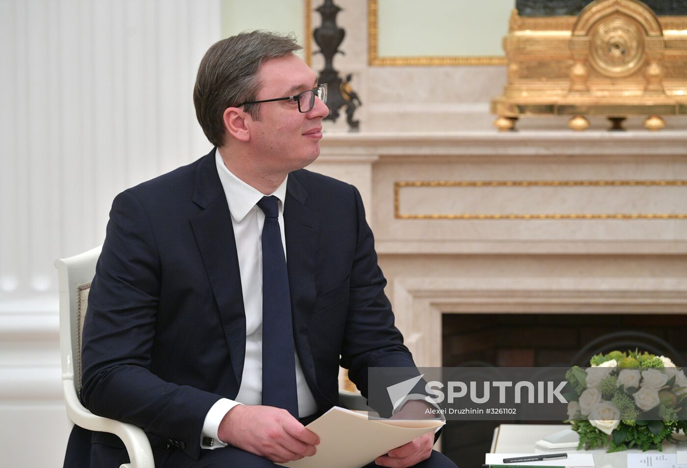 President Vladimir Putin meets with Serbian President Aleksandar Vucic