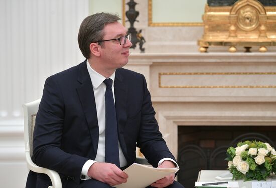 President Vladimir Putin meets with Serbian President Aleksandar Vucic