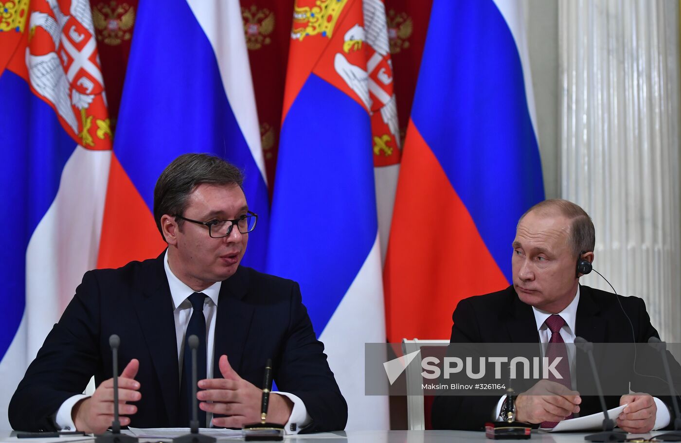 President Vladimir Putin meets with Serbian President Aleksandar Vucic