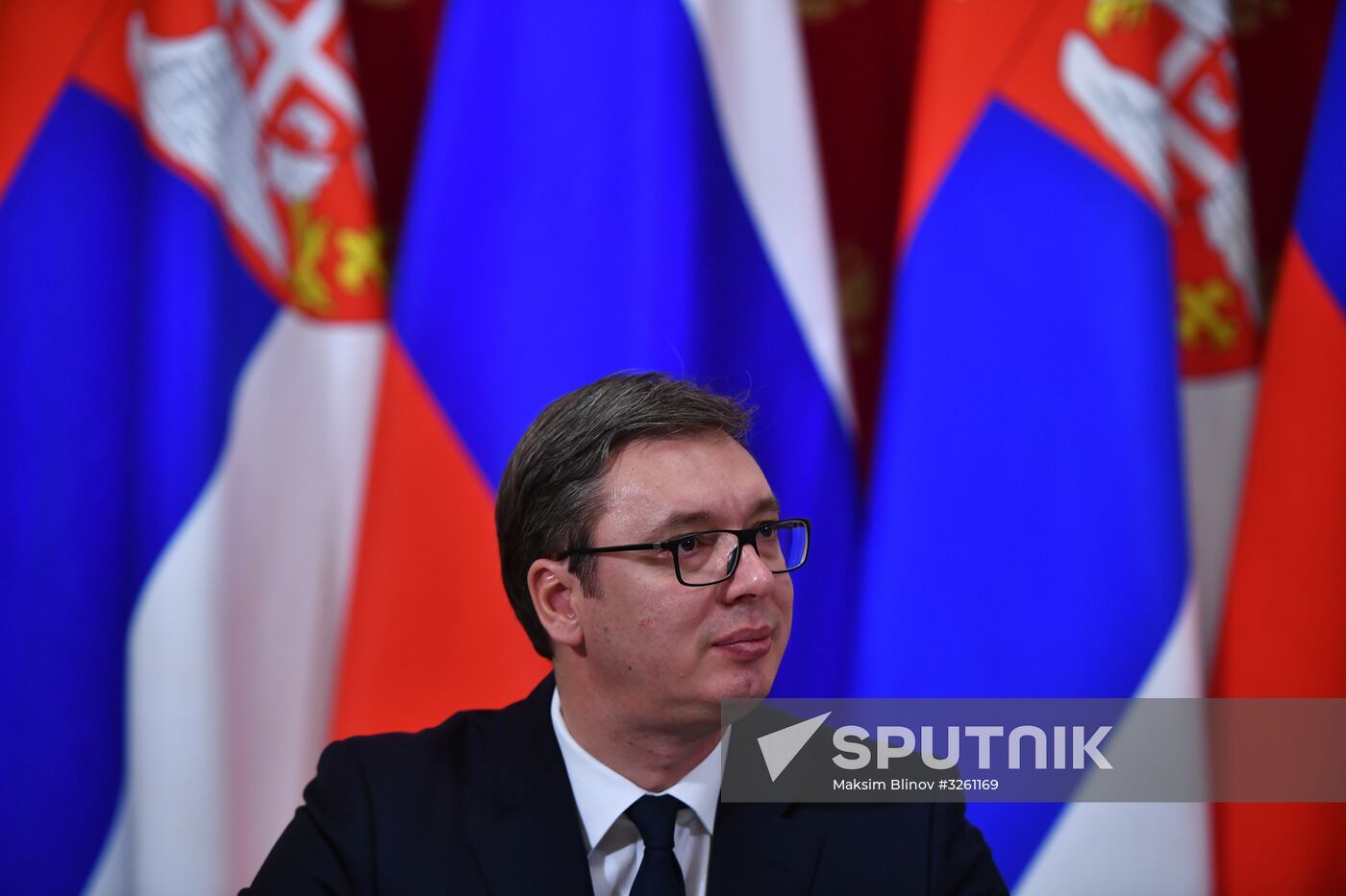 President Vladimir Putin meets with Serbian President Aleksandar Vucic