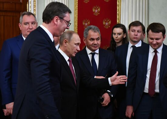 President Vladimir Putin meets with Serbian President Aleksandar Vucic