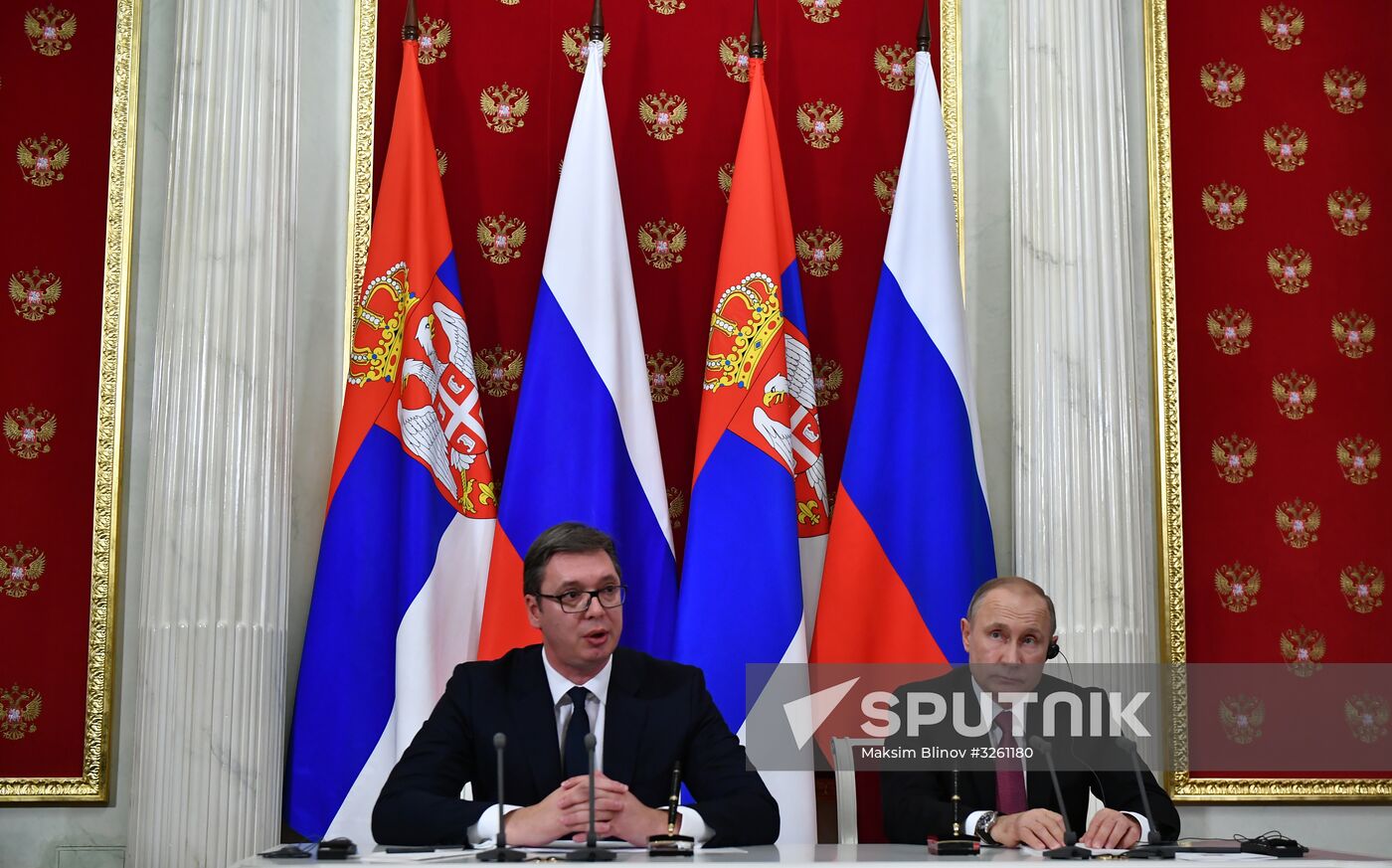 President Vladimir Putin meets with Serbian President Aleksandar Vucic