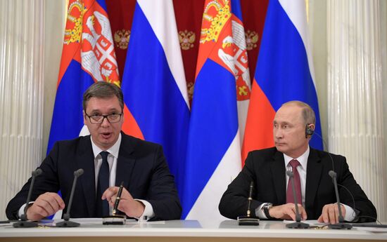 President Vladimir Putin meets with Serbian President Aleksandar Vucic