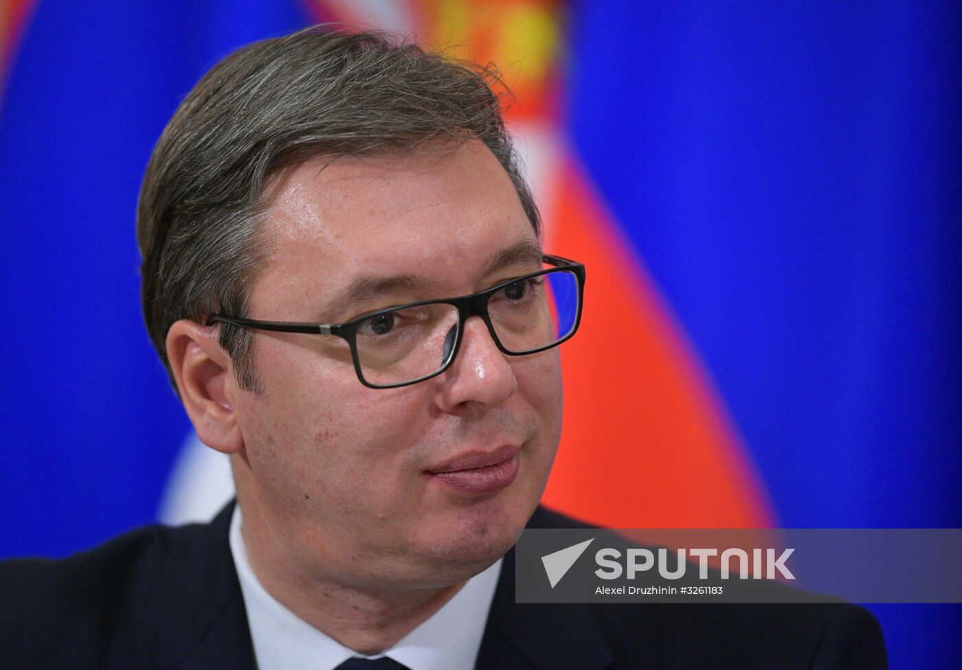 President Vladimir Putin meets with Serbian President Aleksandar Vucic