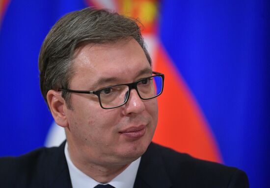 President Vladimir Putin meets with Serbian President Aleksandar Vucic