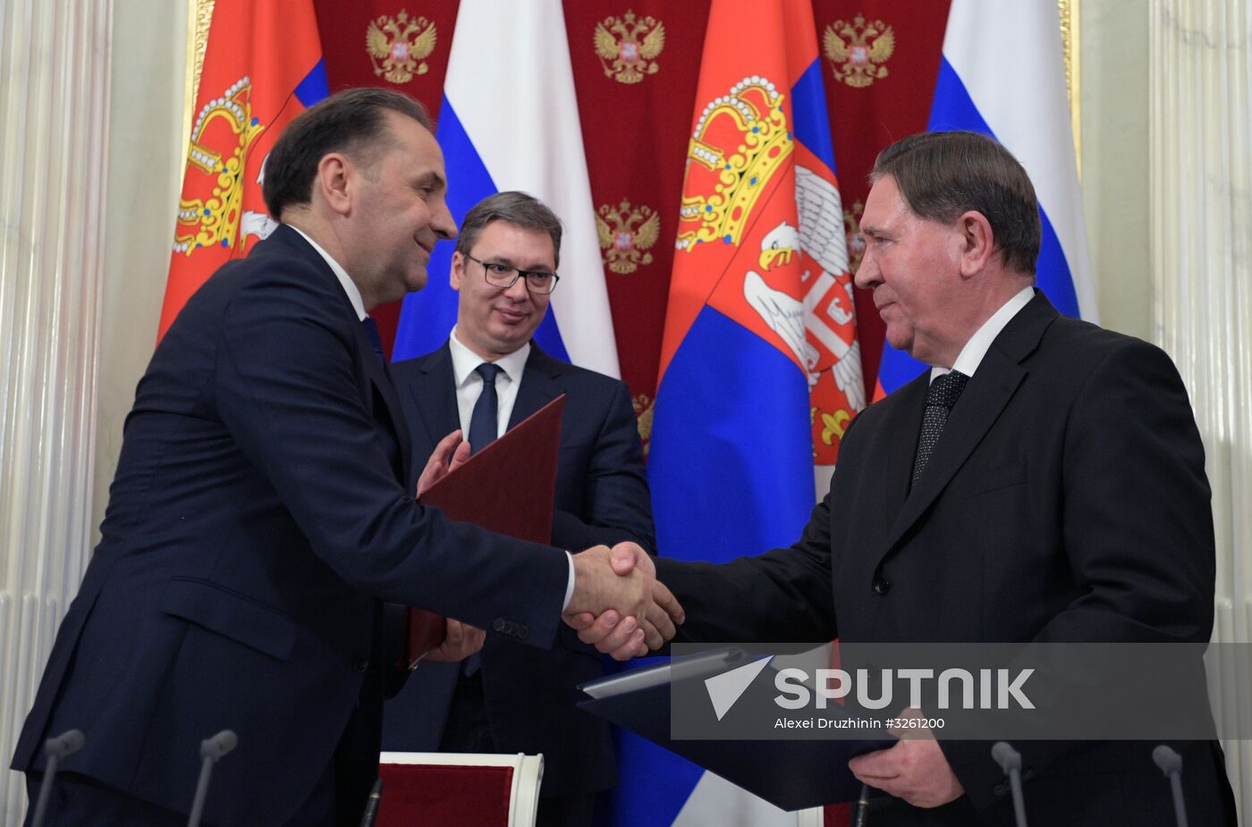 President Vladimir Putin meets with Serbian President Aleksandar Vucic