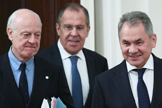 Sergei Lavrov meets with Staffan de Mistura and Sergei Shoigu