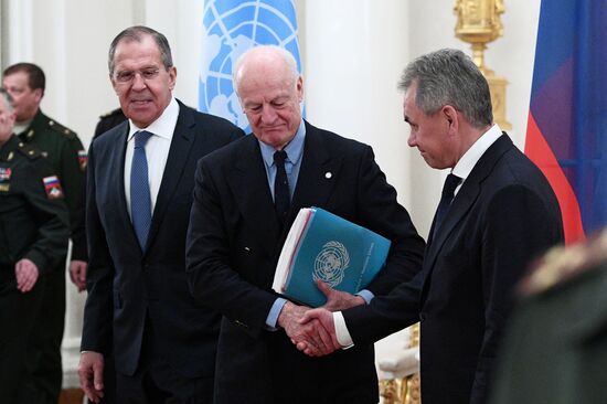 Sergei Lavrov meets with Staffan de Mistura and Sergei Shoigu
