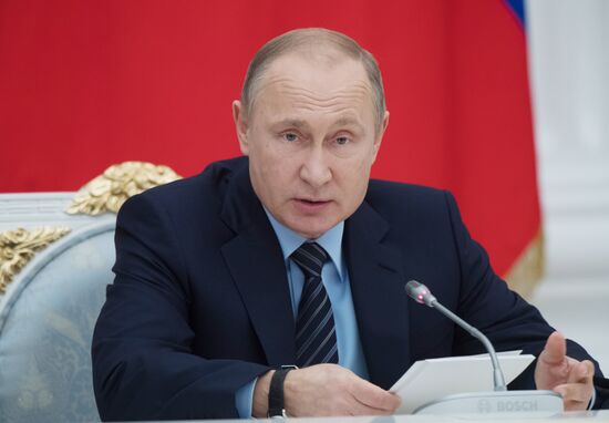 President Vladimir Putin holds meeing with representatives of Russian business community
