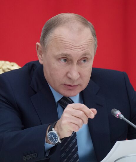 President Vladimir Putin holds meeting with representatives of Russian business community