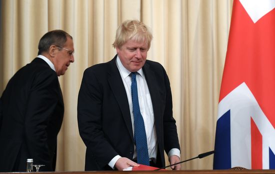 Foreign Minister Sergei Lavrov meets with British counterpart, Boris Johnson