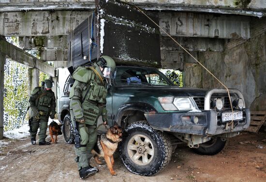 Mine clearing canine service training