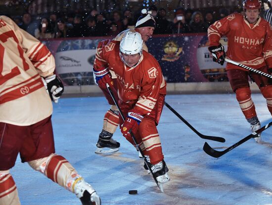 President Putin takes part in NHL ice hockey match on Red Square