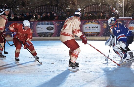 President Putin takes part in NHL ice hockey match on Red Square