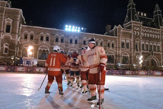 President Putin takes part in NHL ice hockey match on Red Square