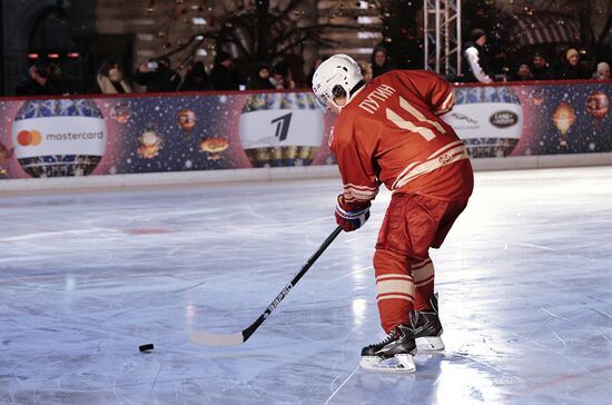 President Putin takes part in NHL ice hockey match on Red Square