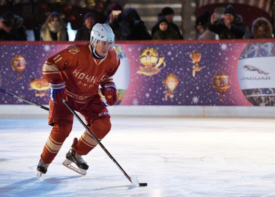 President Putin takes part in NHL ice hockey match on Red Square