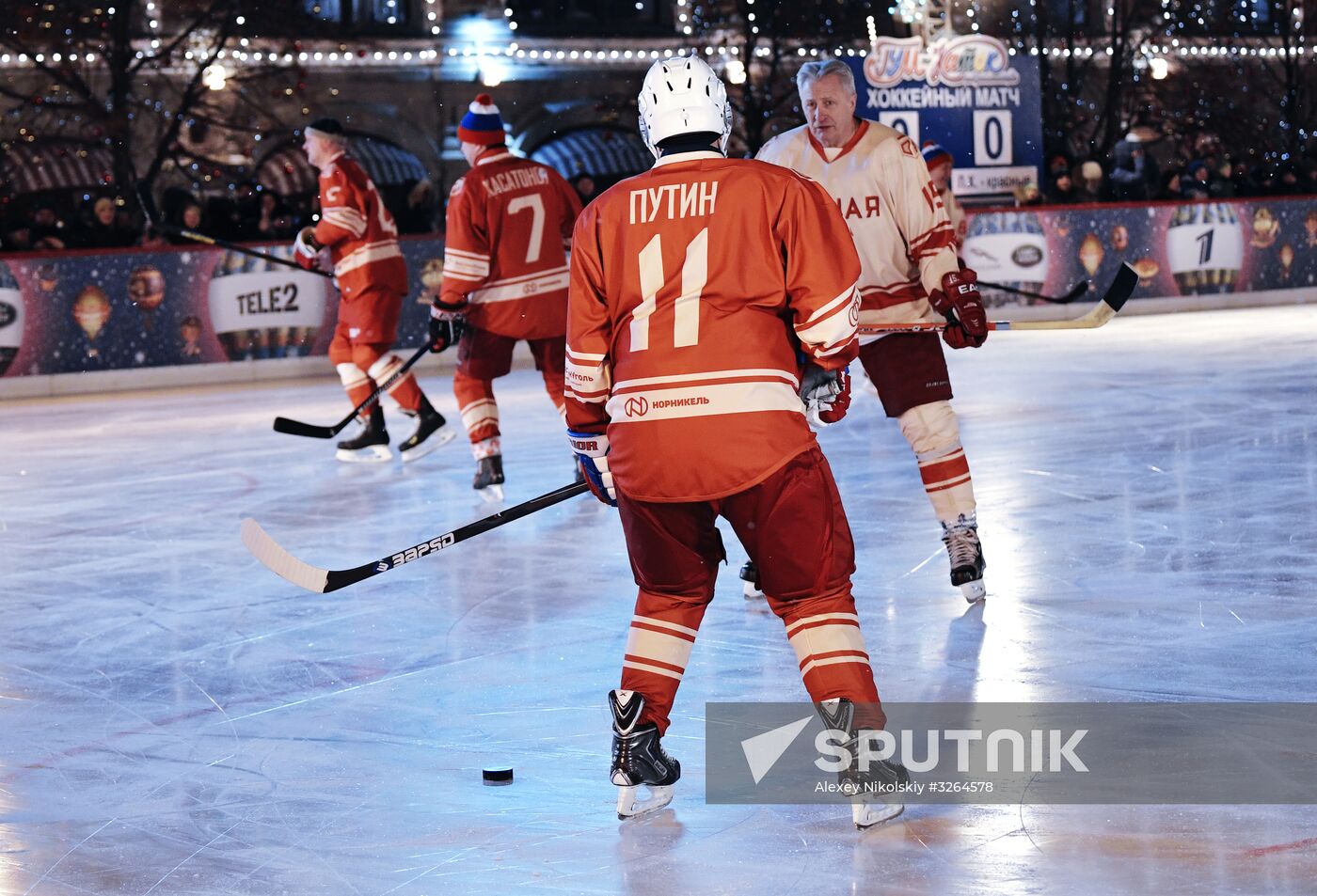 President Putin takes part in NHL ice hockey match on Red Square