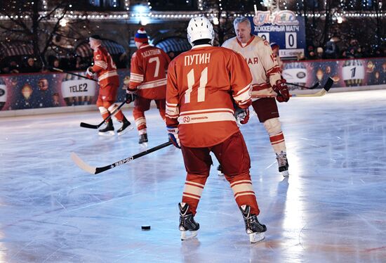 President Putin takes part in NHL ice hockey match on Red Square