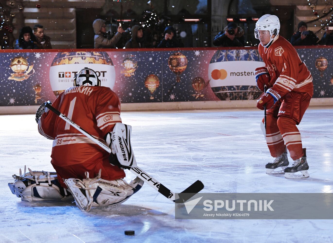 President Putin takes part in NHL ice hockey match on Red Square