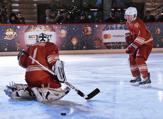 President Putin takes part in NHL ice hockey match on Red Square