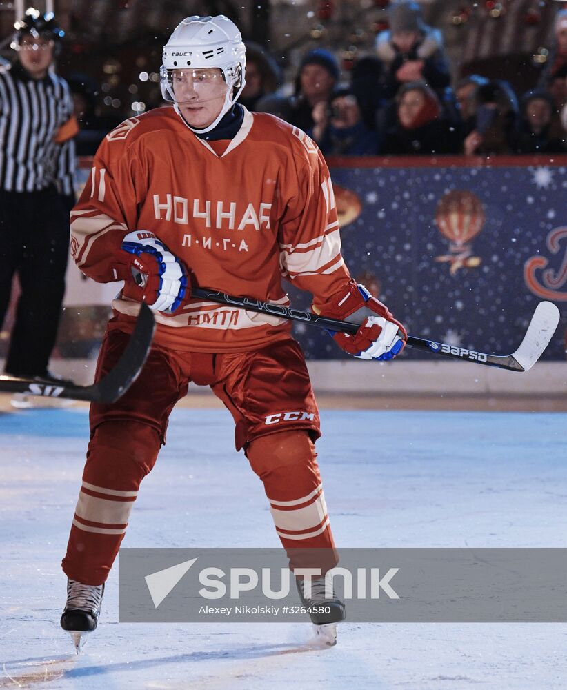 President Putin takes part in NHL ice hockey match on Red Square