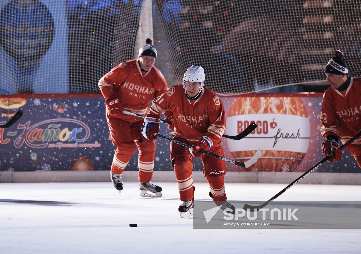 President Putin takes part in NHL ice hockey match on Red Square
