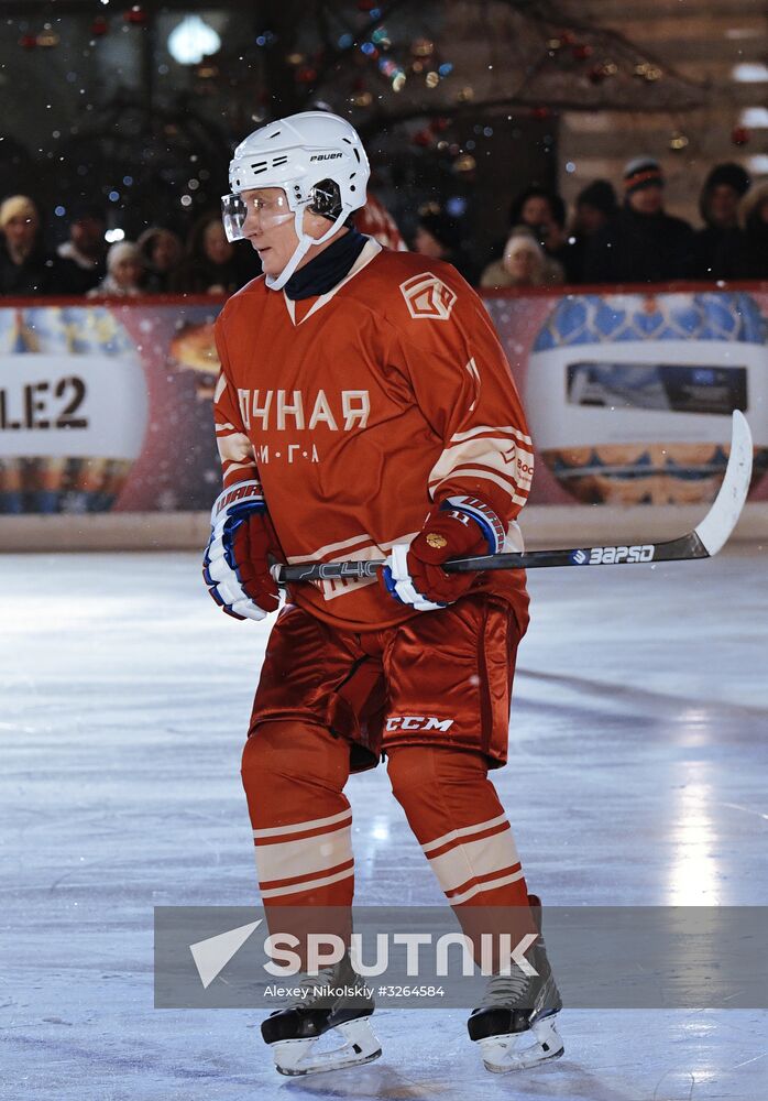 President Putin takes part in NHL ice hockey match on Red Square