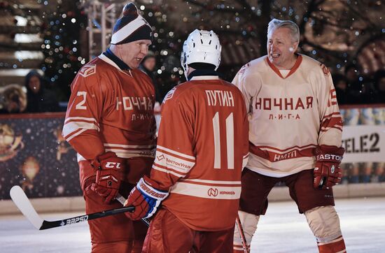 President Putin takes part in NHL ice hockey match on Red Square