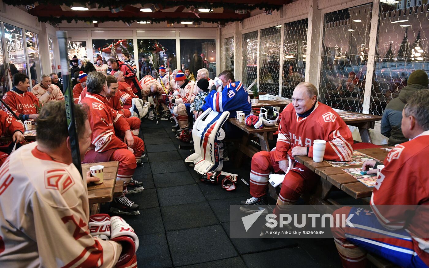 President Putin takes part in NHL ice hockey match on Red Square