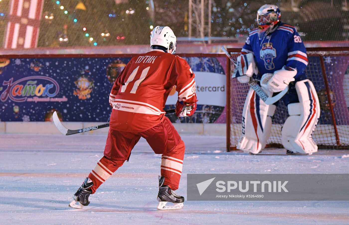 President Putin takes part in NHL ice hockey match on Red Square