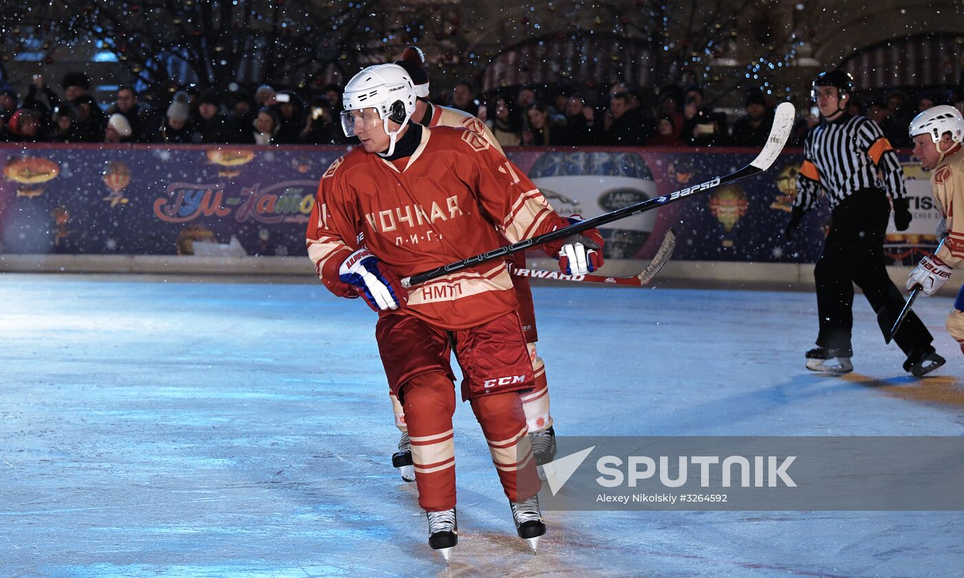 President Putin takes part in NHL ice hockey match on Red Square